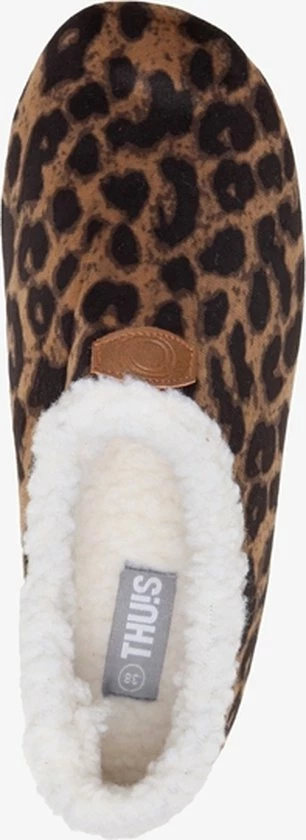 Thu!s Gevoerde Dames Pantoffels Met Luipaardprint - Bruin - Maat 42 - Sloffen 10 Thu!s Gevoerde Dames Pantoffels Met Luipaardprint - Bruin - Maat 42 - Sloffen - Afbeelding 8