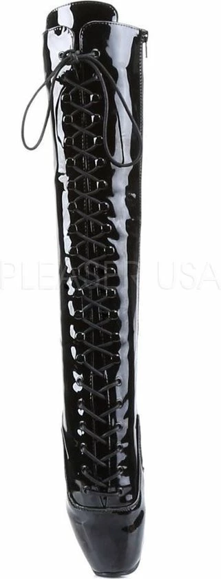 Ballet-2020 Glanzende Hoge Spitz Laars Met Extreme Stiletto Hak En Veters Zwart - Gothic Fetish - (EU 45 = US 14) - Devious 5 Ballet-2020 Glanzende Hoge Spitz Laars Met Extreme Stiletto Hak En Veters Zwart - Gothic Fetish - (EU 45 = US 14) - Devious - Afbeelding 3