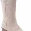 WELOVESHOES® Dames Cowboylaarzen Met Hak - Suedine - Beige - Maat 41
