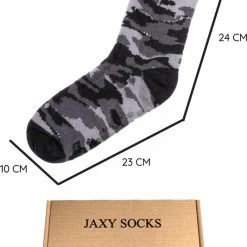 JAXY - Huissokken Dames - Verwarmde Sokken - Anti Slip Sokken - Huissokken - Bedsokken - Warme Sokken - Kerstcadeau Voor Vrouwen - Thermosokken - Dikke Sokken - Fluffy Sokken - Kerstsokken Dames En Heren - Camouflage Grijs -Dames-schoenen Winkel 533x840 1
