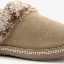 Skechers Cozy Campfire Gevoerde Dames Pantoffels - Beige - Maat 38 - Extra Comfort - Memory Foam