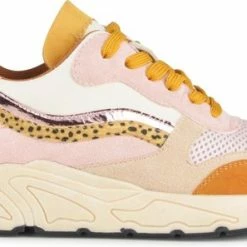 POSH By Poelman CAROCEL Dames Sneakers - Oranje/Roze Multi - Maat 40