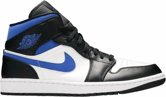 Nike Air Jordan 1 Mid White Black Racer Blue 554724-140 Maat 44 Wit;Zwart;Blauw 4 Nike Air Jordan 1 Mid White Black Racer Blue 554724-140 Maat 44 Wit;Zwart;Blauw - Afbeelding 2