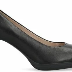 No Stress - Dames - Zwarte Leren Pumps - Maat 39