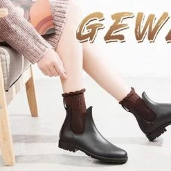 Geweo Regenlaarzen - Wellington Chelsea Laarzen - Kerstmis - Kerstfeest - Christmas Gift - Middelhoge Schoen - Kort Boots - Waterdichte - Dames - Roze - Maat 38 -Dames-schoenen Winkel 550x340 2