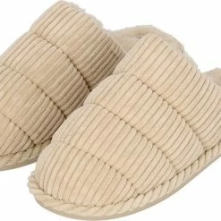 Apollo | Instap Pantoffels Dames | Ribstructuur | Sand | Maat 39/40 | Pantoffels Dames