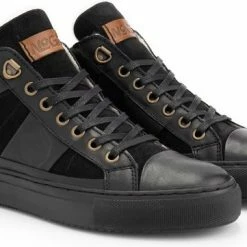 NoGRZ P.DaCortona Hoge Leren Damessneakers - Gevoerde Veterschoenen - Zwart Leer - Maat 38 -Dames-schoenen Winkel 550x361 2