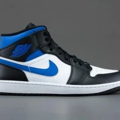 Nike Air Jordan 1 Mid White Black Racer Blue 554724-140 Maat 44 Wit;Zwart;Blauw