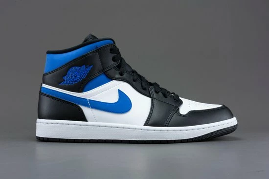 Nike Air Jordan 1 Mid White Black Racer Blue 554724-140 Maat 44 Wit;Zwart;Blauw 3 Nike Air Jordan 1 Mid White Black Racer Blue 554724-140 Maat 44 Wit;Zwart;Blauw
