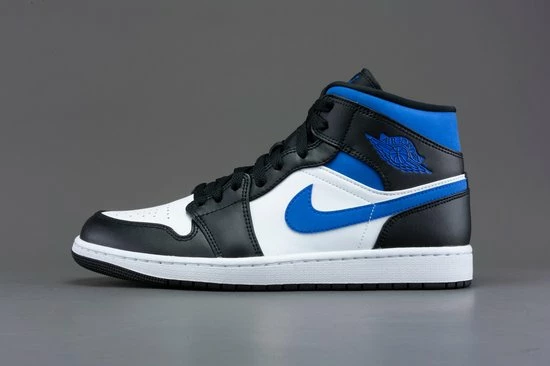 Nike Air Jordan 1 Mid White Black Racer Blue 554724-140 Maat 44 Wit;Zwart;Blauw 6 Nike Air Jordan 1 Mid White Black Racer Blue 554724-140 Maat 44 Wit;Zwart;Blauw - Afbeelding 4