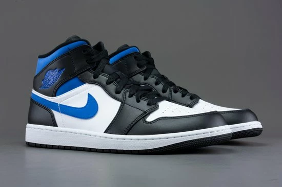 Nike Air Jordan 1 Mid White Black Racer Blue 554724-140 Maat 44 Wit;Zwart;Blauw 7 Nike Air Jordan 1 Mid White Black Racer Blue 554724-140 Maat 44 Wit;Zwart;Blauw - Afbeelding 5