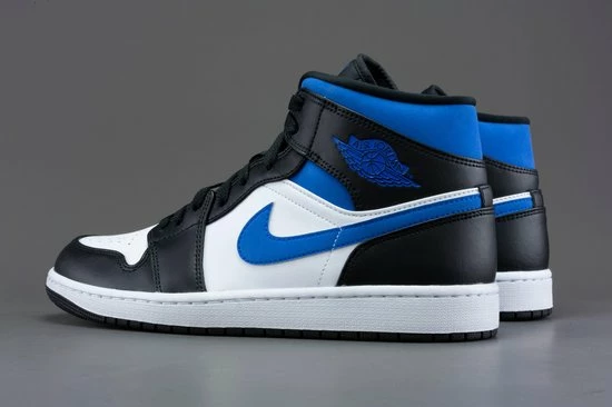 Nike Air Jordan 1 Mid White Black Racer Blue 554724-140 Maat 44 Wit;Zwart;Blauw 9 Nike Air Jordan 1 Mid White Black Racer Blue 554724-140 Maat 44 Wit;Zwart;Blauw - Afbeelding 7