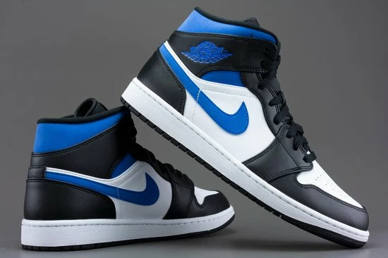 Nike Air Jordan 1 Mid White Black Racer Blue 554724-140 Maat 44 Wit;Zwart;Blauw 12 Nike Air Jordan 1 Mid White Black Racer Blue 554724-140 Maat 44 Wit;Zwart;Blauw - Afbeelding 10
