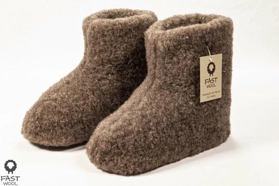 Fast Wool Wollen Sloffen - Laars Model - Bruin - Maat 40 3 Fast Wool Wollen Sloffen - Laars Model - Bruin - Maat 40