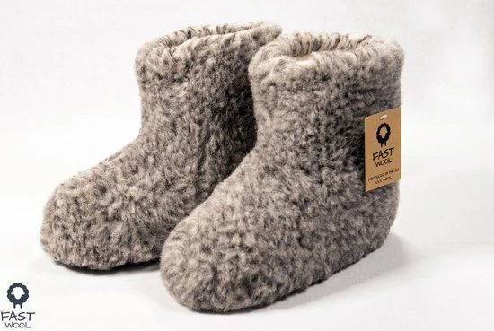 Fast Wool Wollen Sloffen - Laars Model - Gemêleerd - Maat 41 3 Fast Wool Wollen Sloffen - Laars Model - Gemêleerd - Maat 41