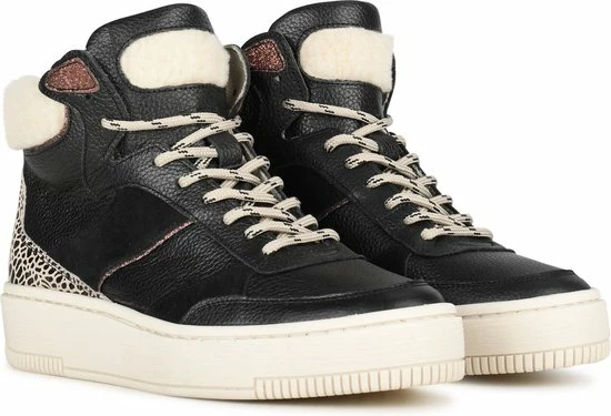 Ps Poelman ESQUIMO Dames Hoge Sneakers Teddy - Zwart Multi - Maat 39 8 Ps Poelman ESQUIMO Dames Hoge Sneakers Teddy - Zwart Multi - Maat 39 - Afbeelding 6