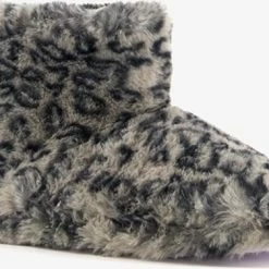 Thu!s Dames Sloffen Met Luipaardprint - Grijs - Maat 39 - Pantoffels