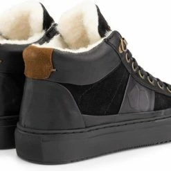 NoGRZ P.DaCortona Hoge Leren Damessneakers - Gevoerde Veterschoenen - Zwart Leer - Maat 38 -Dames-schoenen Winkel 550x384 9