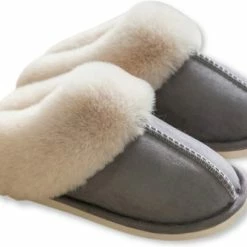Heavency® Pantoffels Dames En Heren Fluffy Open Sloffen Met Pluche Voering Antislip Zool – Heavency ® - Grijs - Maat 42/43