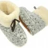 Oncedoce Wollen Sloffen - Winter Pantoffels 100% ECHT Lamswol En Leer - MAAT 39 - Leren Zooltjes – Veters - Handgemaakte Slofjes - Kleur Gemêleerd Grijs-Crème -Dames-schoenen Winkel 550x424