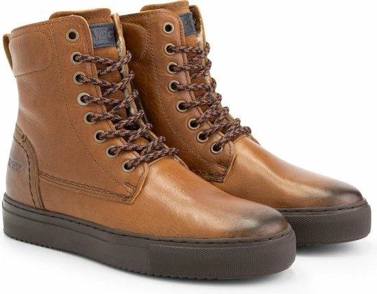 NoGRZ D.Stalpaert Hoge Leren Damessneakers - Gevoerde Veterschoenen - Cognac Bruin Leer - Maat 40 5 NoGRZ D.Stalpaert Hoge Leren Damessneakers - Gevoerde Veterschoenen - Cognac Bruin Leer - Maat 40 - Afbeelding 3