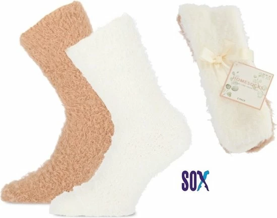 SOX SuperSoft 2 PACK Huissok Bedsok Comfy Sok Warm Up Ecru/Beige Dames 37/42 3 SOX SuperSoft 2 PACK Huissok Bedsok Comfy Sok Warm Up Ecru/Beige Dames 37/42