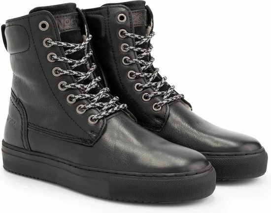 NoGRZ D.Stalpaert Hoge Leren Damessneakers - Gevoerde Veterschoenen - Zwart Leer - Maat 39 5 NoGRZ D.Stalpaert Hoge Leren Damessneakers - Gevoerde Veterschoenen - Zwart Leer - Maat 39 - Afbeelding 3