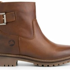 Travelin' Vadfoss Dames Enkellaarzen - Wol Gevoerde Boots - Cognac Leer - Maat 37