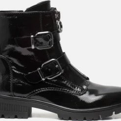 Tamaris Enkellaarsjes Zwart Lak - Dames - Maat 38