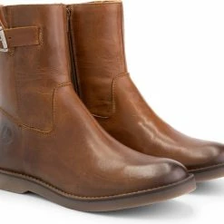 Travelin' Lannion Dames Leren Enkellaarzen - Schoenen Vrouwen - Cognac Bruin Leer - Maat 42