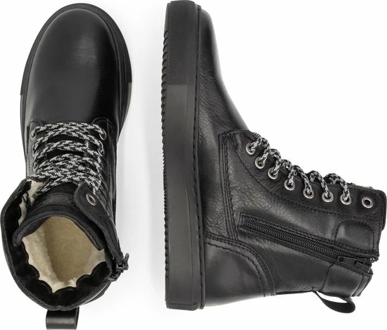 NoGRZ D.Stalpaert Hoge Leren Damessneakers - Gevoerde Veterschoenen - Zwart Leer - Maat 39 7 NoGRZ D.Stalpaert Hoge Leren Damessneakers - Gevoerde Veterschoenen - Zwart Leer - Maat 39 - Afbeelding 5