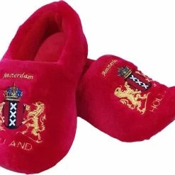 Elcee-Haly - Hollandse Klomp Sloffen – Rood – Wapen Amsterdam – Warme Sloffen - Maat 42/43
