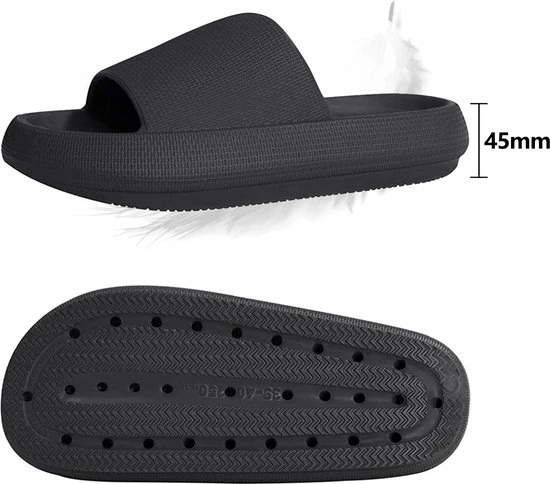 Geweo - Badslippers - EVA Slippers Heren Dames - Pillow Slides - Kerstmis - Kerstfeest - Christmas Gift - Unisex - Verdikte - Antislip - Lichtgewicht - Zwart - Maat 44/45 4 Geweo - Badslippers - EVA Slippers Heren Dames - Pillow Slides - Kerstmis - Kerstfeest - Christmas Gift - Unisex - Verdikte - Antislip - Lichtgewicht - Zwart - Maat 44/45 - Afbeelding 2