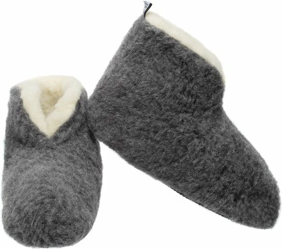 LuLu Wonen LuLu- Grijze Wollen Sloffen / Pantoffels Met Antislip Zool - Maat 41 - Enkelhoog - Dames En Heren 3 LuLu Wonen LuLu- Grijze Wollen Sloffen / Pantoffels Met Antislip Zool - Maat 41 - Enkelhoog - Dames En Heren