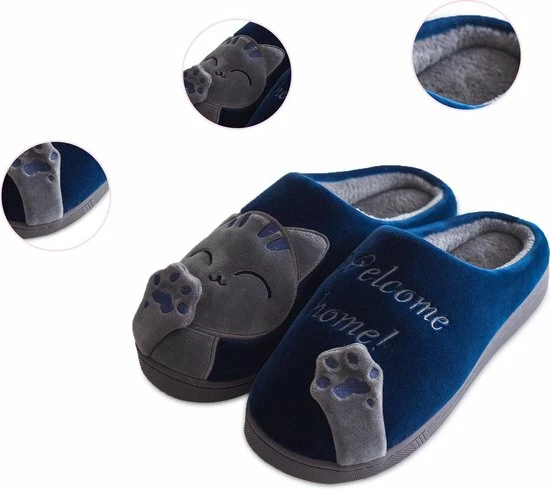 Geweo Home Sloffen - Open Sloffen - Kerstmis - Kerstfeest - Christmas Gift - Koraal Fleece Pantoffels Dames - Leuk Katje - Blauw - Maat 35/36 8 Geweo Home Sloffen - Open Sloffen - Kerstmis - Kerstfeest - Christmas Gift - Koraal Fleece Pantoffels Dames - Leuk Katje - Blauw - Maat 35/36 - Afbeelding 6