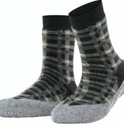 FALKE Cosyshoe Checked Dames Pantoffels - Grijs - Maat 37-38