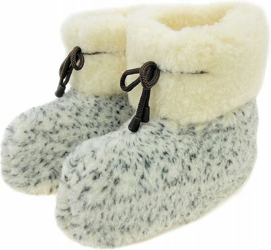 Oncedoce Wollen Sloffen - Winter Pantoffels 100% ECHT Lamswol En Leer - MAAT 39 - Leren Zooltjes – Veters - Handgemaakte Slofjes - Kleur Gemêleerd Grijs-Crème 5 Oncedoce Wollen Sloffen - Winter Pantoffels 100% ECHT Lamswol En Leer - MAAT 39 - Leren Zooltjes – Veters - Handgemaakte Slofjes - Kleur Gemêleerd Grijs-Crème - Afbeelding 3