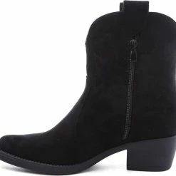 Weloveshoes SmileFavorites® Dames Cowboylaarzen Met Hak Kort - Suedine - Zwart - Maat 41 7 Weloveshoes SmileFavorites® Dames Cowboylaarzen Met Hak Kort - Suedine - Zwart - Maat 41 -Dames-schoenen Winkel 550x509 5