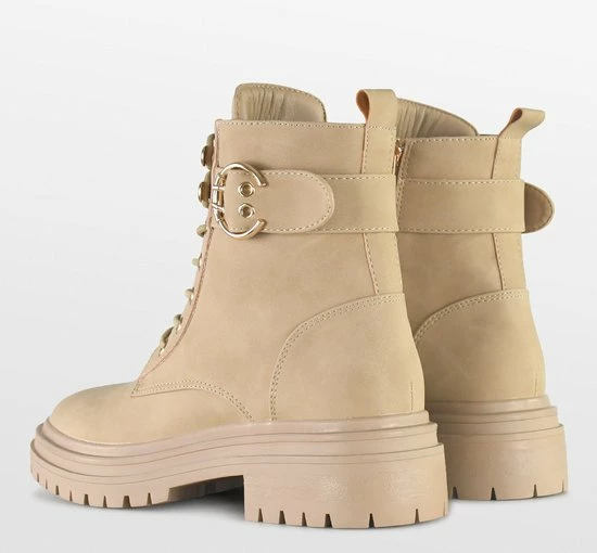 POSH By Poelman CATO Dames Veterlaarzen - Beige - Maat 42 5 POSH By Poelman CATO Dames Veterlaarzen - Beige - Maat 42 - Afbeelding 3