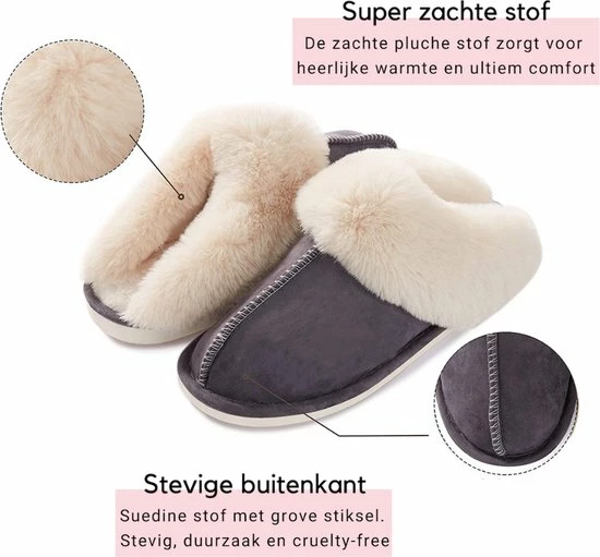 Heavency® Pantoffels Dames En Heren Fluffy Open Sloffen Met Pluche Voering Antislip Zool – Heavency ® - Rood - Maat 38/39 6 Heavency® Pantoffels Dames En Heren Fluffy Open Sloffen Met Pluche Voering Antislip Zool – Heavency ® - Rood - Maat 38/39 - Afbeelding 4