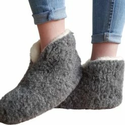 LuLu Wonen LuLu- Grijze Wollen Sloffen / Pantoffels Met Antislipzool - Maat 38 - Enkelhoog - Dames En Heren -Dames-schoenen Winkel 550x515 4