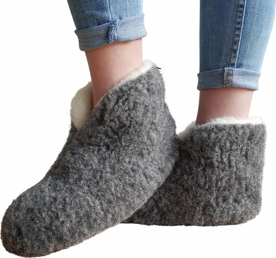 LuLu Wonen LuLu- Grijze Wollen Sloffen / Pantoffels Met Antislip Zool - Maat 41 - Enkelhoog - Dames En Heren 9 LuLu Wonen LuLu- Grijze Wollen Sloffen / Pantoffels Met Antislip Zool - Maat 41 - Enkelhoog - Dames En Heren - Afbeelding 7