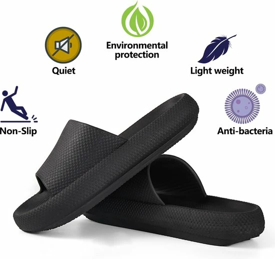 Geweo - Badslippers - EVA Slippers Heren Dames - Pillow Slides - Kerstmis - Kerstfeest - Christmas Gift - Unisex - Verdikte - Antislip - Lichtgewicht - Zwart - Maat 44/45 11 Geweo - Badslippers - EVA Slippers Heren Dames - Pillow Slides - Kerstmis - Kerstfeest - Christmas Gift - Unisex - Verdikte - Antislip - Lichtgewicht - Zwart - Maat 44/45 - Afbeelding 9