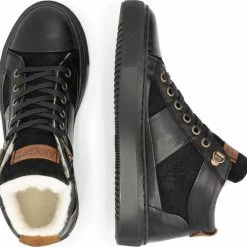 NoGRZ P.DaCortona Hoge Leren Damessneakers - Gevoerde Veterschoenen - Zwart Leer - Maat 38 -Dames-schoenen Winkel 550x529 7