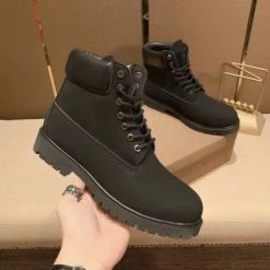 Merkloos -ZWARTE HEREN SCHOENEN - Timo - Maat 43 - Heren Laarzen Zwart Met Voering