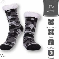 JAXY - Huissokken Dames - Verwarmde Sokken - Anti Slip Sokken - Huissokken - Bedsokken - Warme Sokken - Kerstcadeau Voor Vrouwen - Thermosokken - Dikke Sokken - Fluffy Sokken - Kerstsokken Dames En Heren - Camouflage Grijs -Dames-schoenen Winkel 550x545 7
