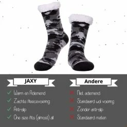 JAXY - Huissokken Dames - Verwarmde Sokken - Anti Slip Sokken - Huissokken - Bedsokken - Warme Sokken - Kerstcadeau Voor Vrouwen - Thermosokken - Dikke Sokken - Fluffy Sokken - Kerstsokken Dames En Heren - Camouflage Grijs -Dames-schoenen Winkel 550x548 6