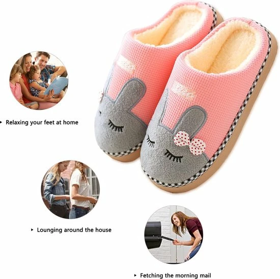 Geweo Be-Home Sloffen - Paas Met Afbeelding Konijn - Kerstmis - Kerstfeest - Christmas Gift - Paashaas Instap Sloffen-Wollen Pantoffels - Dames - Roze - Maat 39/40 4 Geweo Be-Home Sloffen - Paas Met Afbeelding Konijn - Kerstmis - Kerstfeest - Christmas Gift - Paashaas Instap Sloffen-Wollen Pantoffels - Dames - Roze - Maat 39/40 - Afbeelding 2