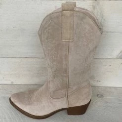 WELOVESHOES® Dames Cowboylaarzen Met Hak - Suedine - Beige - Maat 41 -Dames-schoenen Winkel 550x550 21