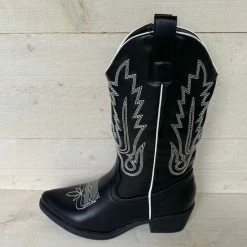 Weloveshoes SmileFavorites® Dames Cowboylaarzen Met Hak - Imitatieleer - Zwart - Maat 38